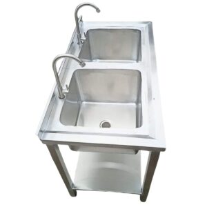 Commercial Stainless Steel Double Sink (With Dual Taps)